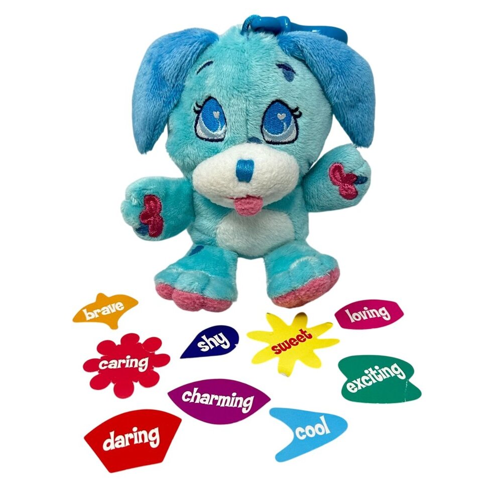Wuggle Pets Plush Dog Blue Backpack Clip 6 Inch Stuffed Toy Charm Cards